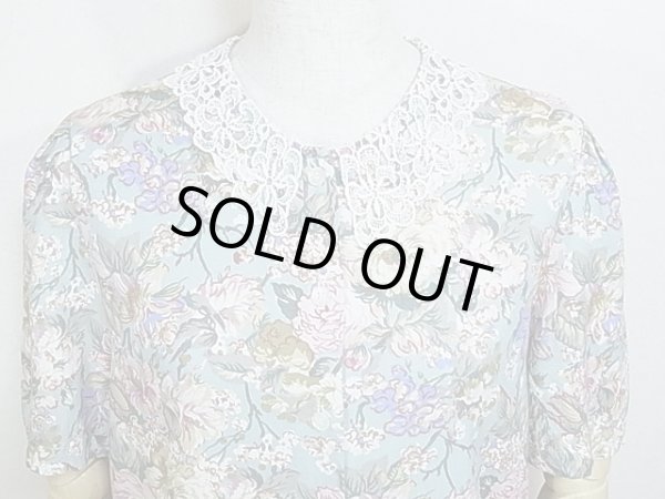 画像2: 80'ｓ AGENDA レースカラー 花柄 ショートスリーブ ブラウス (2)