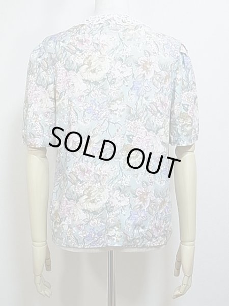 画像4: 80'ｓ AGENDA レースカラー 花柄 ショートスリーブ ブラウス (4)
