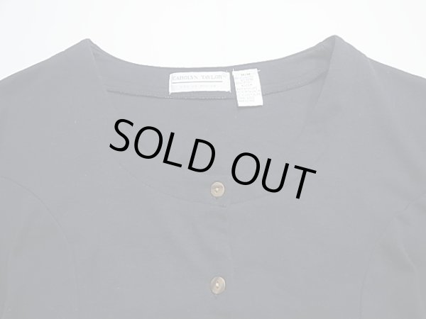 画像5: 80〜90's CAROLYN TAYLOR 前開き ウエスト レースアップ フレア スリーブ ブラック ワンピース ドレス  (5)