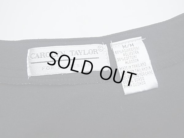 画像4: 80〜90's CAROLYN TAYLOR 前開き ウエスト レースアップ フレア スリーブ ブラック ワンピース ドレス  (4)