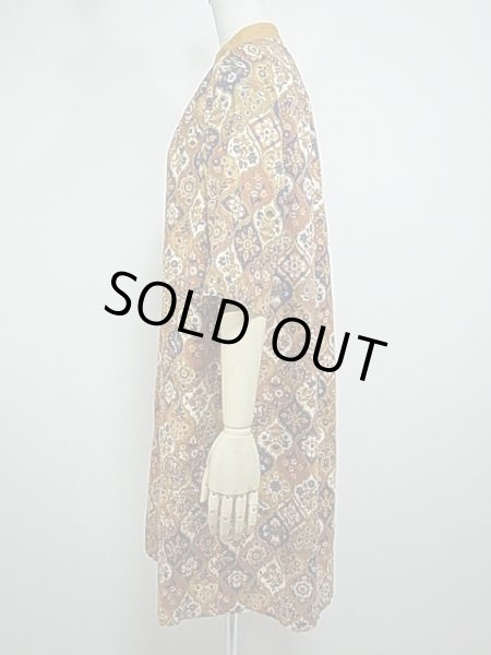 画像2: 60's ビンテージ Coffee Break R ペルシャ アラビア柄 エスニック チュニック スタンドカラー 七分丈 ワンピース (2)