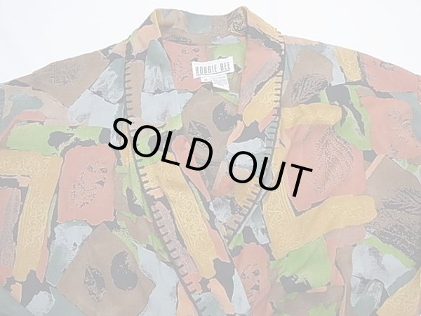 画像6: ROBBIE BEE 総柄 ショールカラー ハンドステッチ ラップ ワンピース (6)