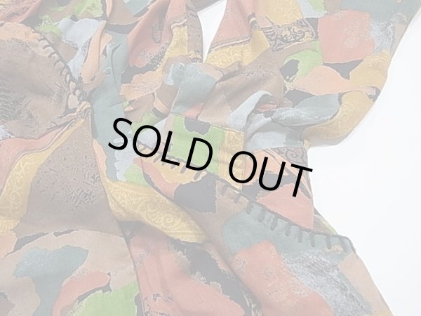 画像10: ROBBIE BEE 総柄 ショールカラー ハンドステッチ ラップ ワンピース (10)