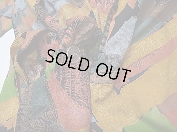 画像9: ROBBIE BEE 総柄 ショールカラー ハンドステッチ ラップ ワンピース (9)