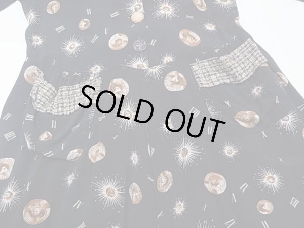 画像8: USA製 ROMEO ROMEO 天文学 宇宙 柄 ビンテージ ショールカラー ロング ワンピース (8)