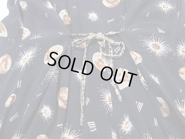 画像11: USA製 ROMEO ROMEO 天文学 宇宙 柄 ビンテージ ショールカラー ロング ワンピース (11)