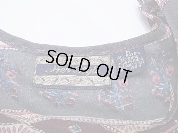 画像4: Her Style ペイズリー柄 エスニック フォークロア レーヨン ロング ワンピース ドレス (4)