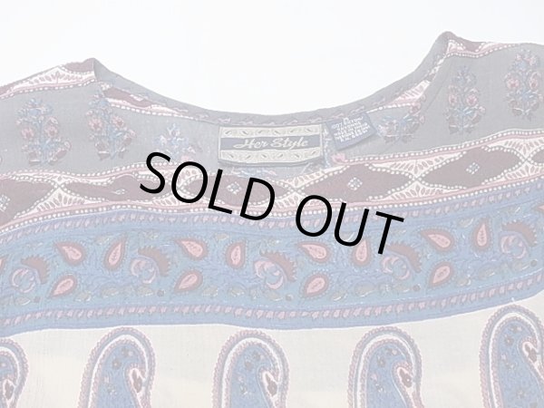 画像5: Her Style ペイズリー柄 エスニック フォークロア レーヨン ロング ワンピース ドレス (5)