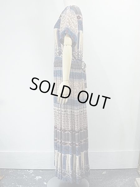 画像2: Her Style ペイズリー柄 エスニック フォークロア レーヨン ロング ワンピース ドレス (2)