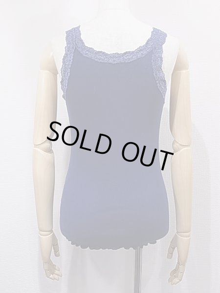 画像3: UNKNOWN リブ 素材　レース タンクトップ キャミソール (3)