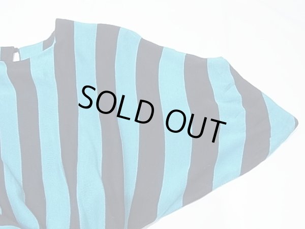 画像6: 80's sybils sisters ドルマンスリーブ ベルト付き ストライプ ワンピース ドレス (6)