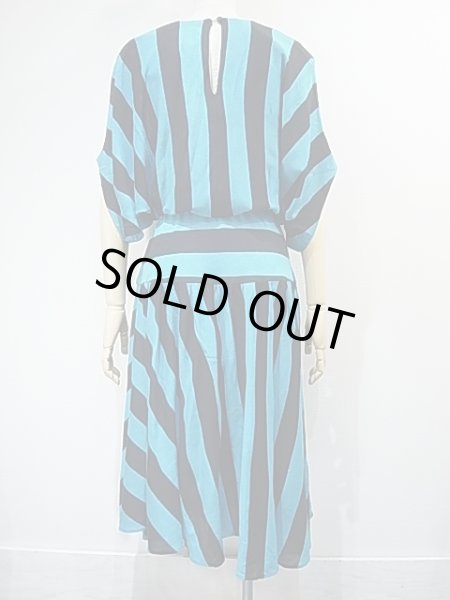 画像3: 80's sybils sisters ドルマンスリーブ ベルト付き ストライプ ワンピース ドレス (3)
