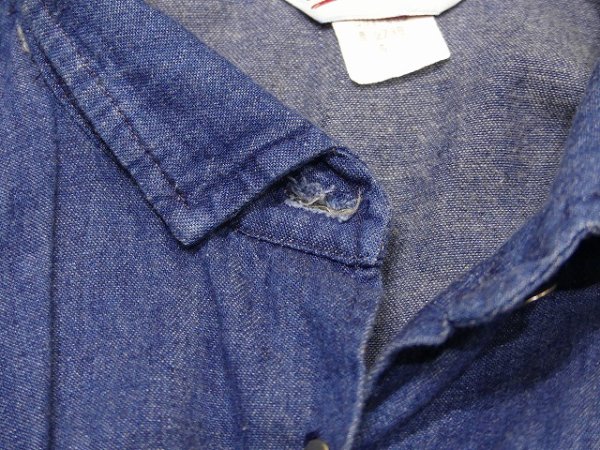 画像5: USA製 80s FRENZY ダンガリー デニム ドルマンスリーブ ヨークスカート 切り替え ワンピース (5)