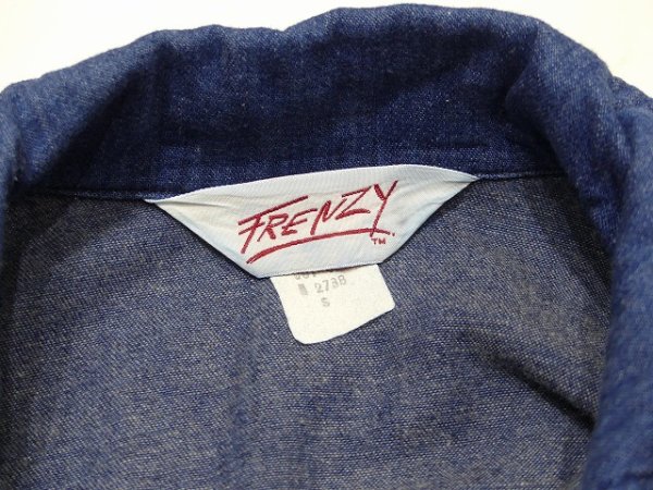 画像4: USA製 80s FRENZY ダンガリー デニム ドルマンスリーブ ヨークスカート 切り替え ワンピース (4)