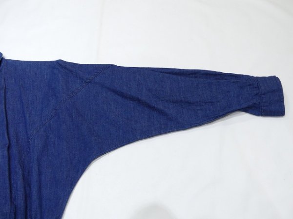 画像7: USA製 80s FRENZY ダンガリー デニム ドルマンスリーブ ヨークスカート 切り替え ワンピース (7)