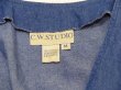 画像4: C.W STUDIO 刺繍入り デニム チェック柄 切り替え 前開き ノースリーブ ワンピース (4)