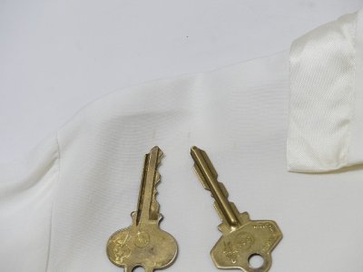 画像1: USA製 80s CINDY COLLINGS チャイナ くるみボタン 長袖 シャツ ブラウス