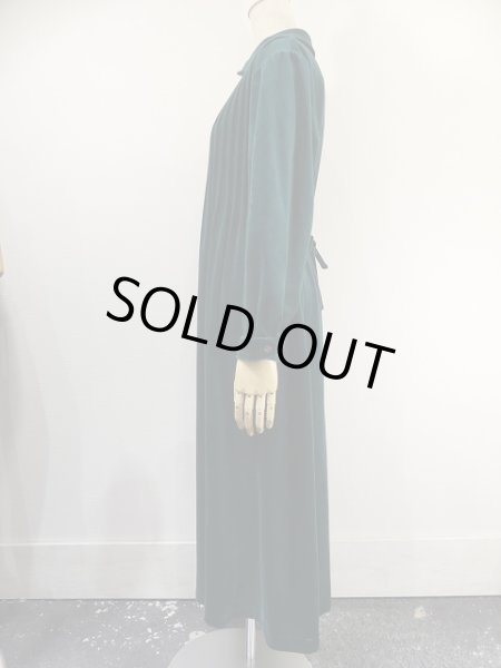 画像2: USA製 80〜90s GOTCHA COVERED ベロア ピンタック 長袖 ワンピース グリーン (2)