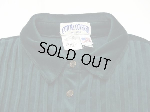 画像5: USA製 80〜90s GOTCHA COVERED ベロア ピンタック 長袖 ワンピース グリーン (5)