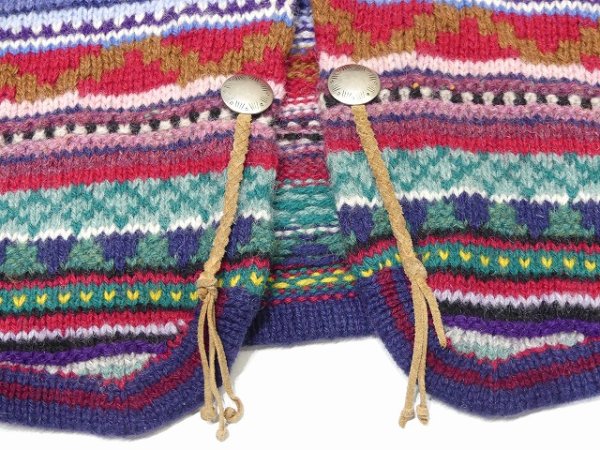 画像7: 〜90s CASUAL CORNER  ネイティブ柄 ショールカラー コンチョボタン ニット  (7)