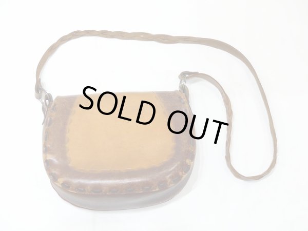 画像6: 70's ビンテージ バラ柄 型押し クラフト レザー ショルダー バッグ ポシェット (6)