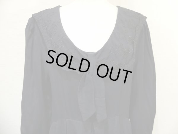 画像2: USA製 80〜90's E.D MICHAELS レースカラー ブラック ワンピース ドレス  (2)