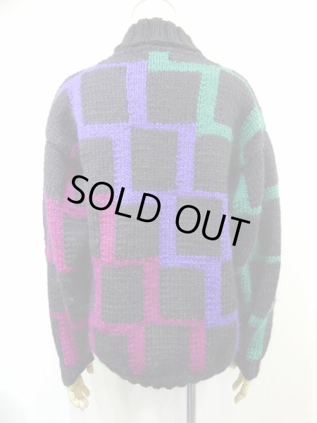 画像3: 80's UNKNOWN マルチカラー タートルネック デザイン セーター (3)