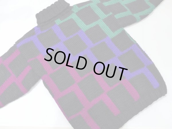 画像8: 80's UNKNOWN マルチカラー タートルネック デザイン セーター (8)