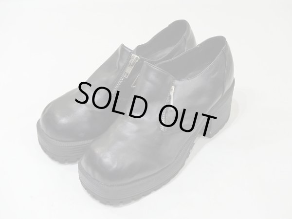 画像3: SPLASH サイド ジッパー タンク ヒール レザーシューズ  (3)