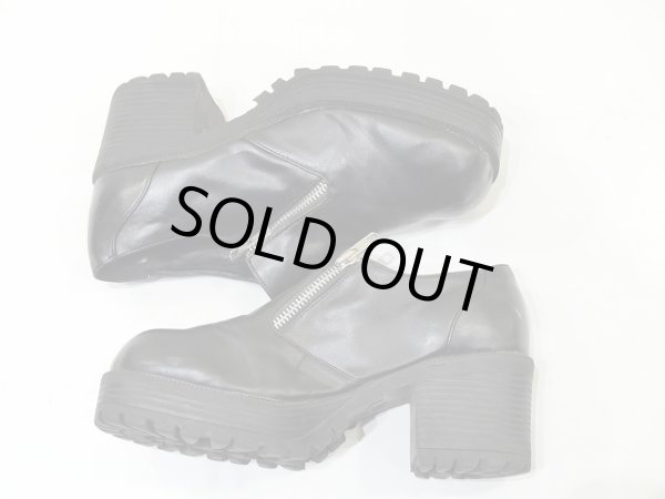 画像6: SPLASH サイド ジッパー タンク ヒール レザーシューズ  (6)