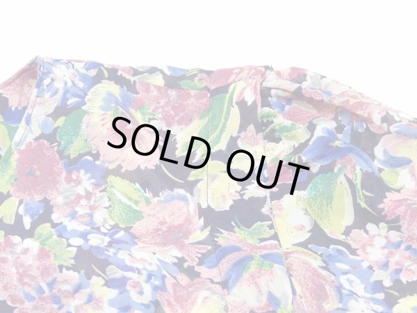 画像8: USA製 80's LISA PETITES 花柄 シフォン風 ノーカラー ワンピース (8)