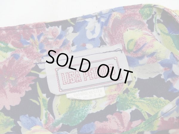 画像5: USA製 80's LISA PETITES 花柄 シフォン風 ノーカラー ワンピース (5)