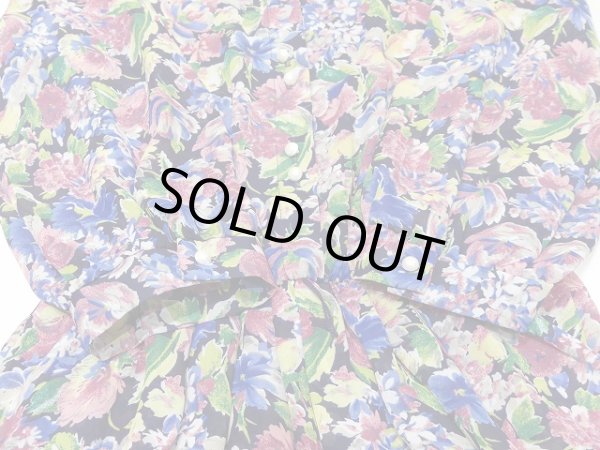 画像10: USA製 80's LISA PETITES 花柄 シフォン風 ノーカラー ワンピース (10)