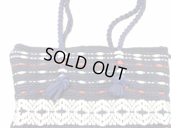 画像8: 60s ビンテージ トリコロールカラー 布紐 編み込み ショルダー バッグ  (8)