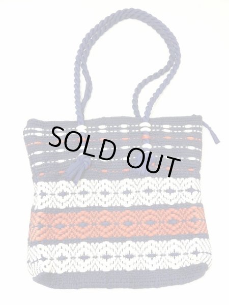 画像7: 60s ビンテージ トリコロールカラー 布紐 編み込み ショルダー バッグ  (7)