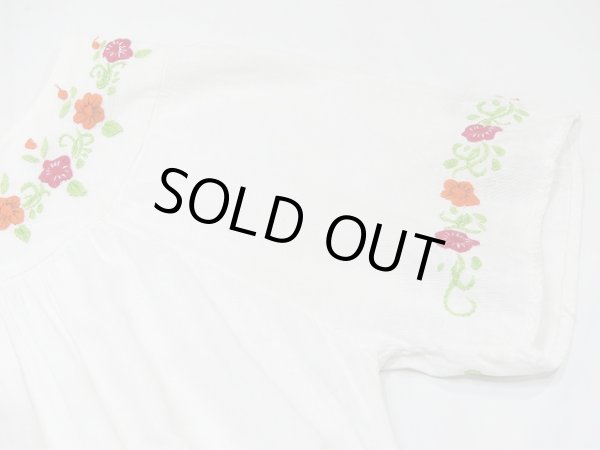 画像5: ビンテージ ガーゼ コットン メキシカン 花柄 刺繍  メキシカン ワンピース (5)