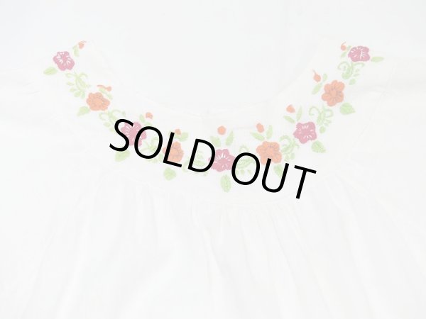 画像4: ビンテージ ガーゼ コットン メキシカン 花柄 刺繍  メキシカン ワンピース (4)