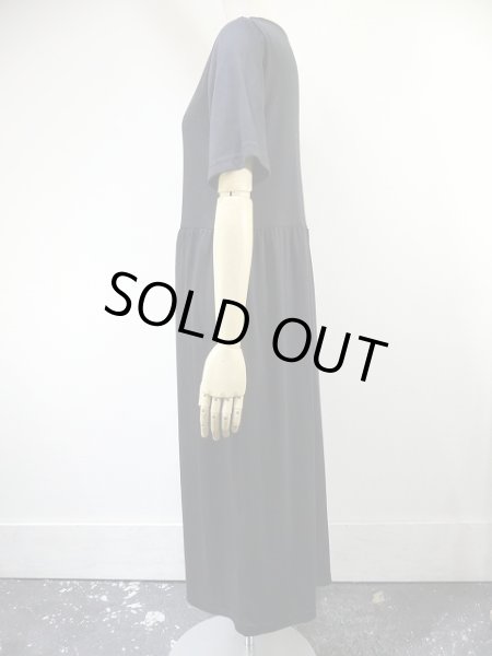 画像2: USA製 80s BOTTON 前開き カットソー 半袖 ブラック  ワンピース (2)