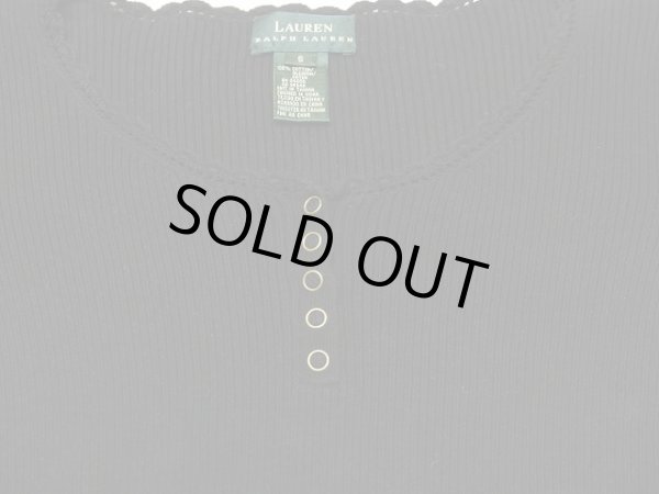 画像6: Ralph Lauren LAUREN カギ編み襟 コットン リブ編み カットソー (6)