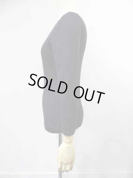 画像2: Ralph Lauren LAUREN カギ編み襟 コットン リブ編み カットソー (2)