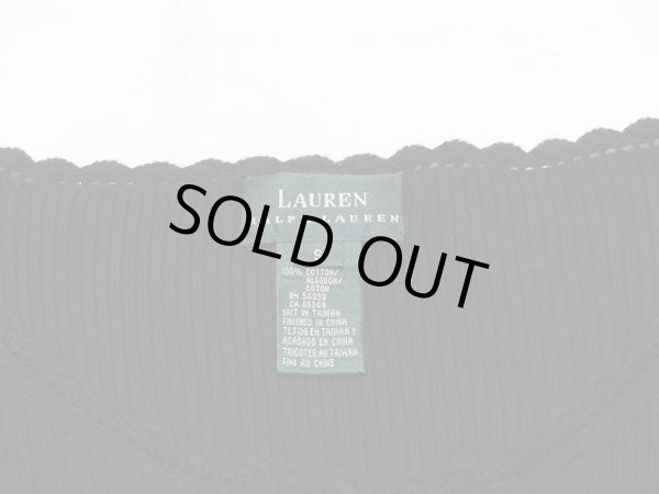 画像4: Ralph Lauren LAUREN カギ編み襟 コットン リブ編み カットソー (4)