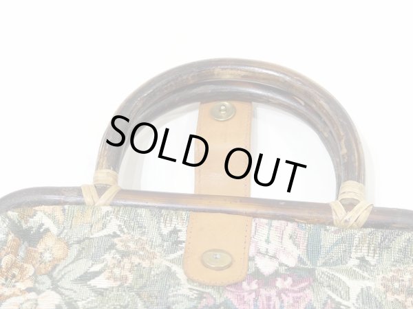 画像11: 60s ビンテージ Anjelo ゴブラン織り ウッド ハンドル ハンドバック (11)