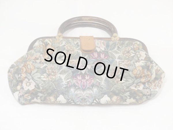 画像9: 60s ビンテージ Anjelo ゴブラン織り ウッド ハンドル ハンドバック (9)