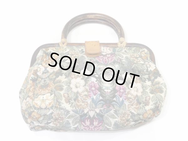 画像7: 60s ビンテージ Anjelo ゴブラン織り ウッド ハンドル ハンドバック (7)