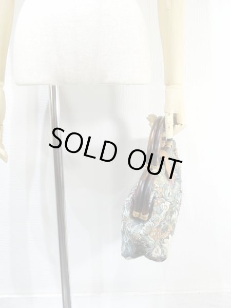 画像5: 60s ビンテージ Anjelo ゴブラン織り ウッド ハンドル ハンドバック (5)