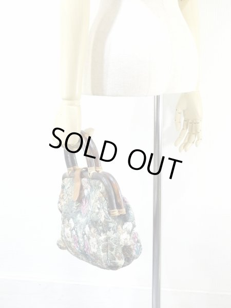 画像6: 60s ビンテージ Anjelo ゴブラン織り ウッド ハンドル ハンドバック (6)