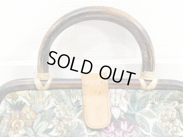 画像10: 60s ビンテージ Anjelo ゴブラン織り ウッド ハンドル ハンドバック (10)