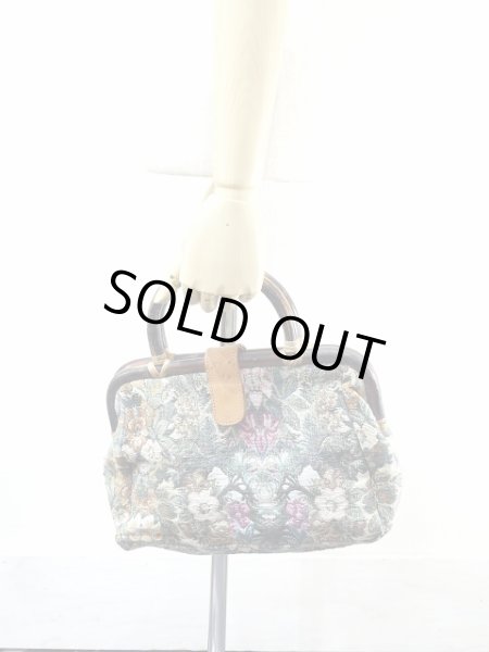 画像4: 60s ビンテージ Anjelo ゴブラン織り ウッド ハンドル ハンドバック (4)