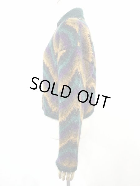 画像2: ELLEN TRACY フライフロント マーブル模様 ショート丈 モヘア カーデ カーディガン (2)