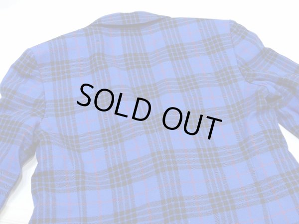 画像10: USA製 70s PENDLETON ロイヤルブルー タータンチェック ウール テーラード ジャケット (10)
